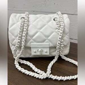 Aldo Quilted White Shoulder Bag